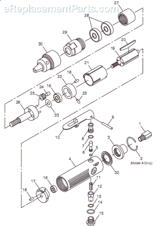 Page A Diagram and Parts List for CP887 T025376 Chicago Pneumatic Drill